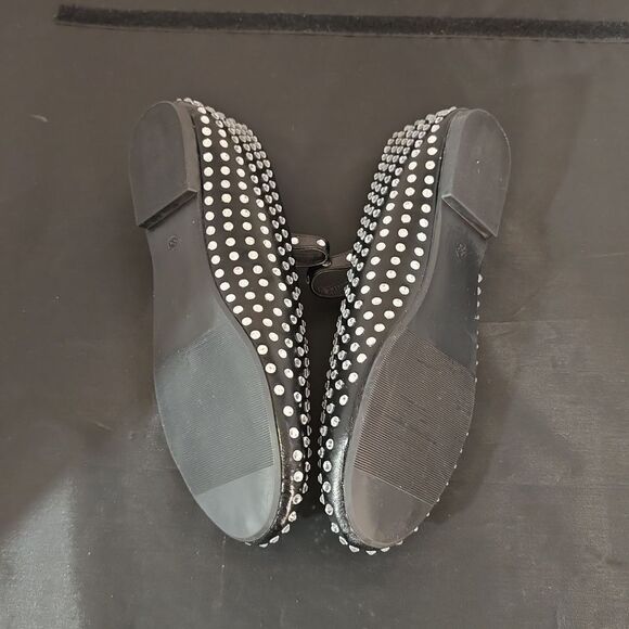 BRAND NEW WILD DIVA CRYSTAL RHINESTONE  MARY JANE STUDDED BALLET FLATS - Picture 13 of 15